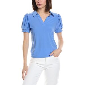 Cece Womens  Split Neck Collared Top, Blue
